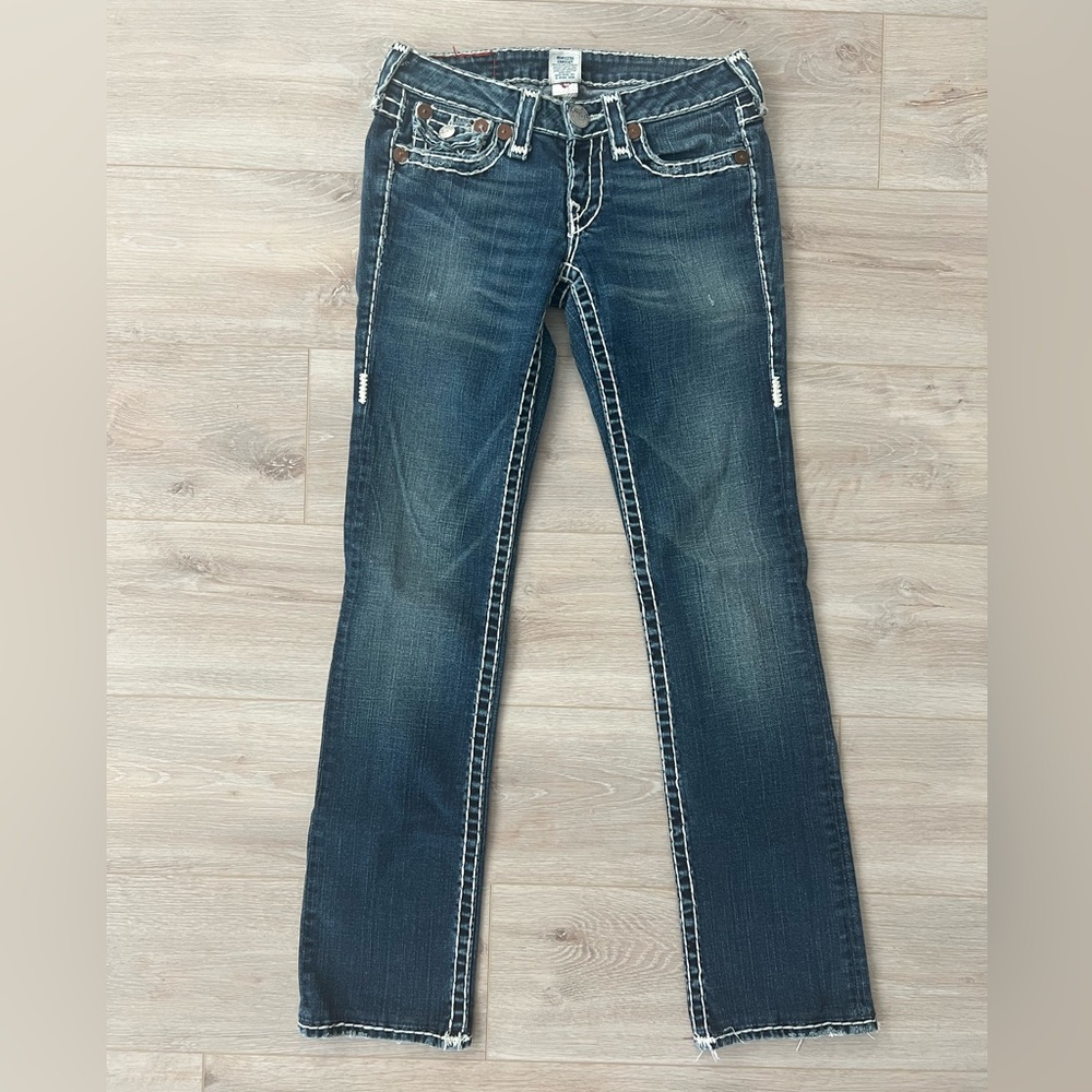 Women’s True Religion Contrast Stitch Bootcut Jeans | Size 27 | Med / Da…